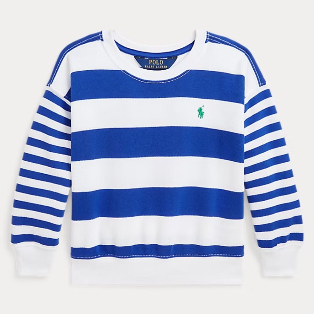 Ralph Lauren Striped Cruise Royal White French Terry Sweatshirt NWT Size 3T